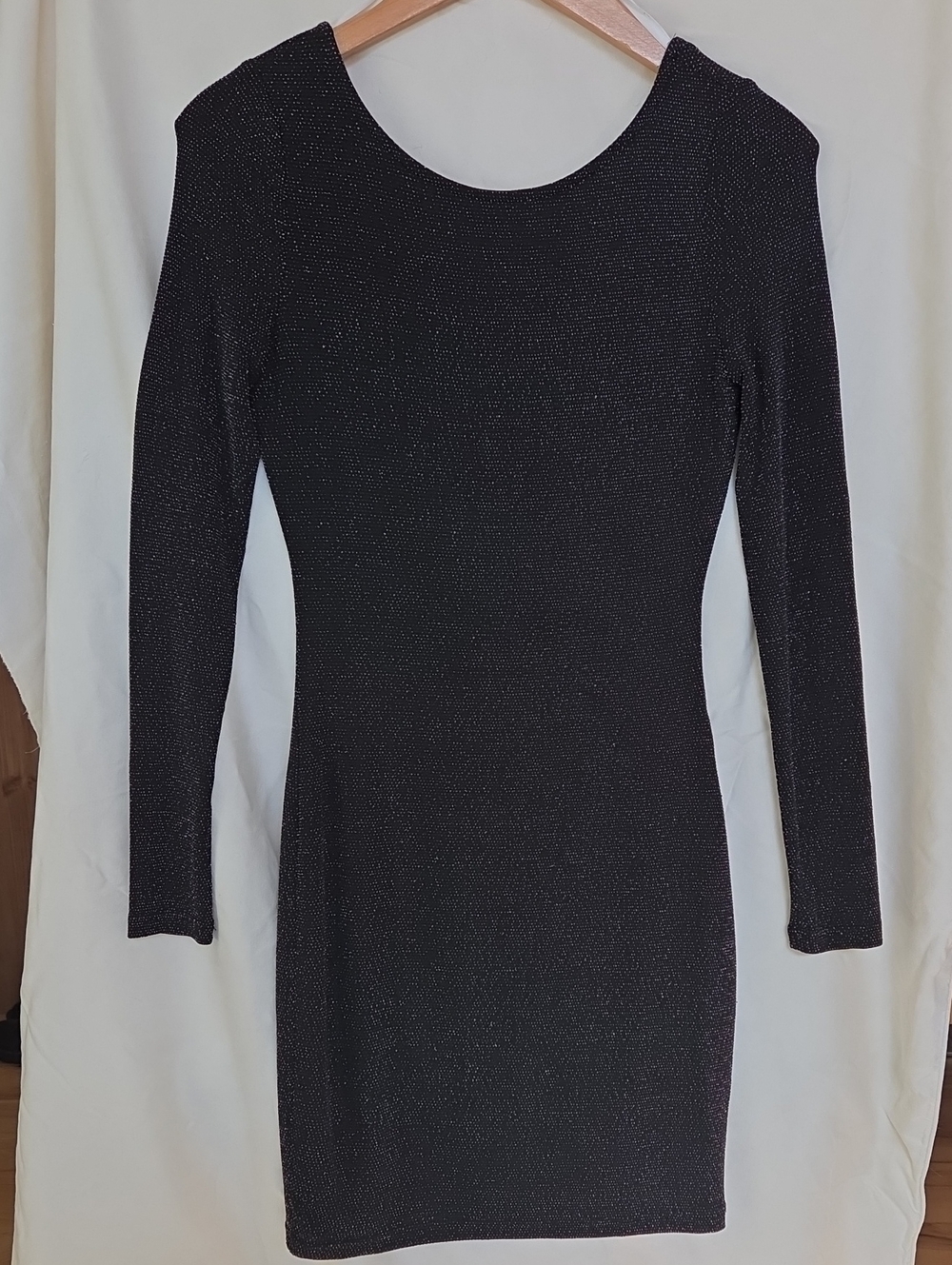 Lulu's Black Long-Sleeve Shimmer Bodycon Dress